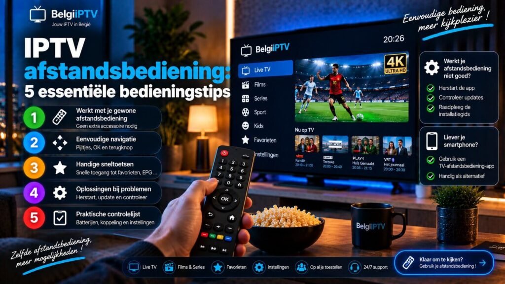 IPTV afstandsbediening voor navigatie in een speler-app