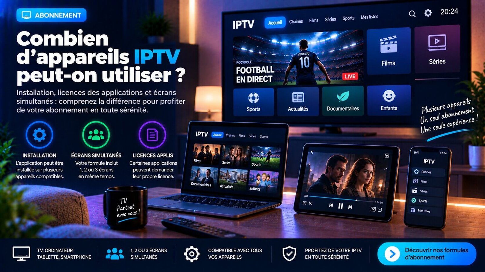 Combien d'appareils IPTV utiliser avec un abonnement multi-écrans