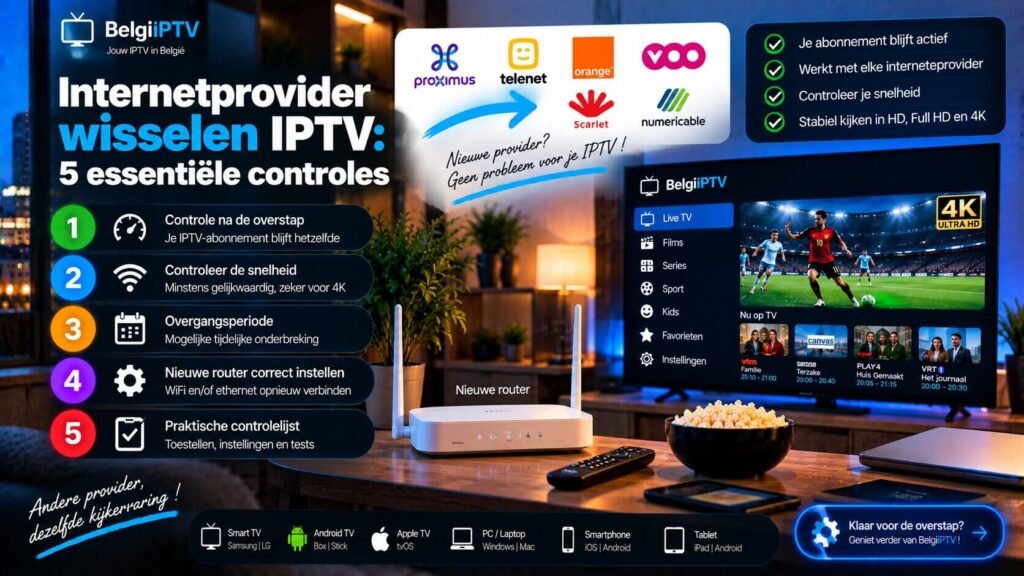 Internetprovider wisselen IPTV met een nieuwe router en televisie