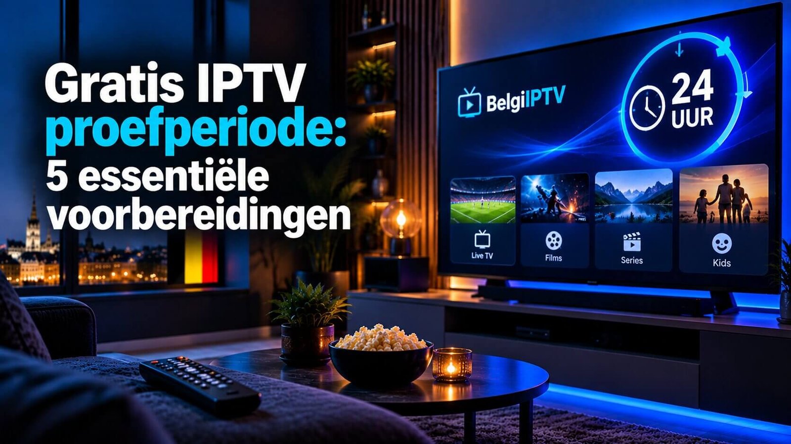 Gratis IPTV proefperiode van 24 uur op een televisiescherm