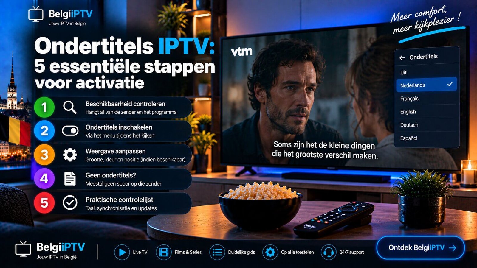 Ondertitels IPTV ingeschakeld tijdens een programma op televisie