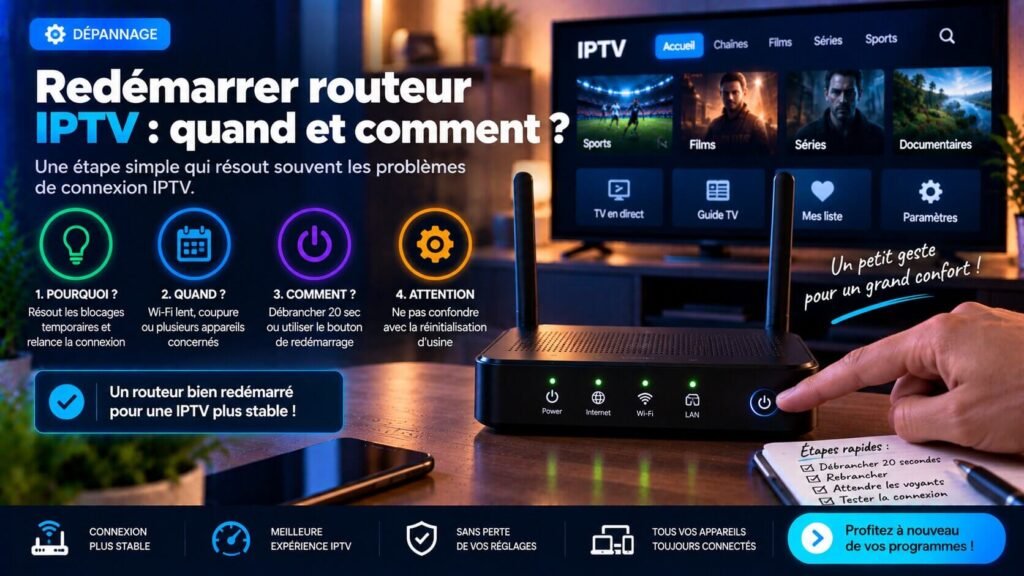 Redémarrer routeur IPTV pour diagnostiquer une connexion instable