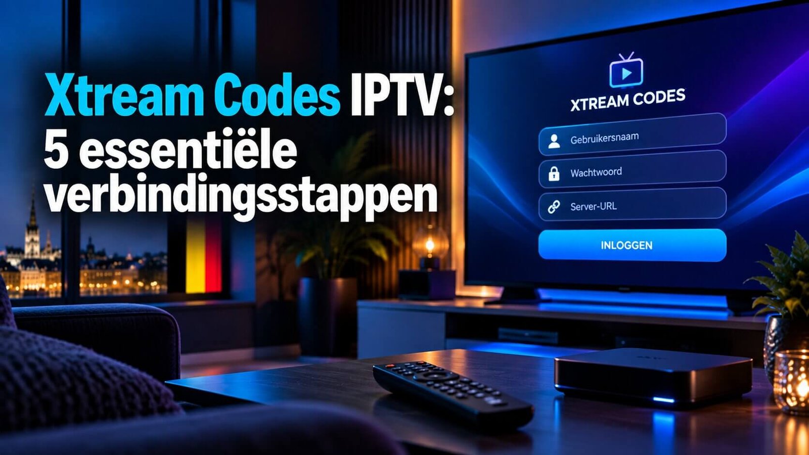 Xtream Codes IPTV-inlogscherm met gebruikersnaam en serveradres